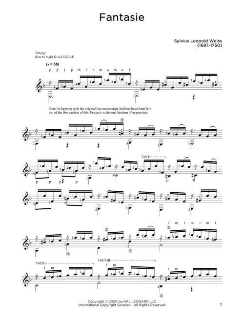 Fantasie (Ed. John Hill) - Sylvius Leopold Weiss (Solo Guitar)