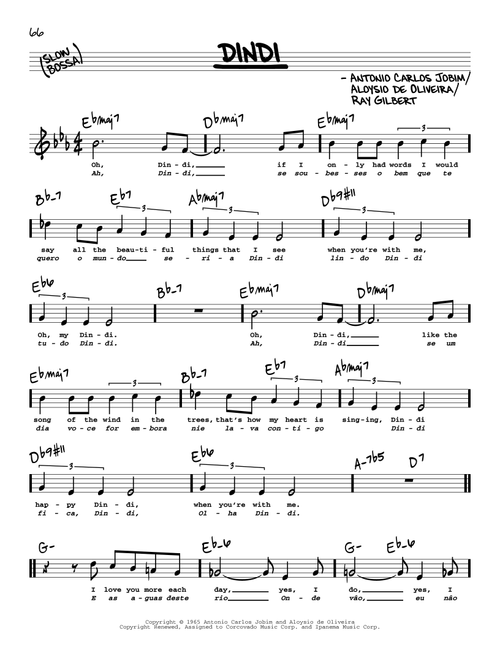 Dindi (High Voice) - Antonio Carlos Jobim (Real Book - Melody-Chords-Lyrics)