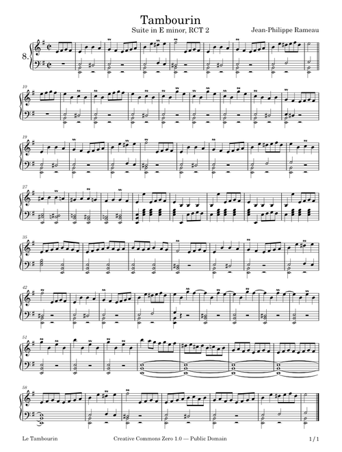 Tambourin no. 8 Suite in E minor – Jean-Philippe Rameau