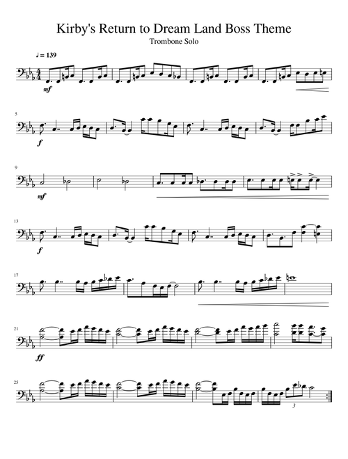 Kirby's Return to Dream Land Boss Theme - Trombone Solo