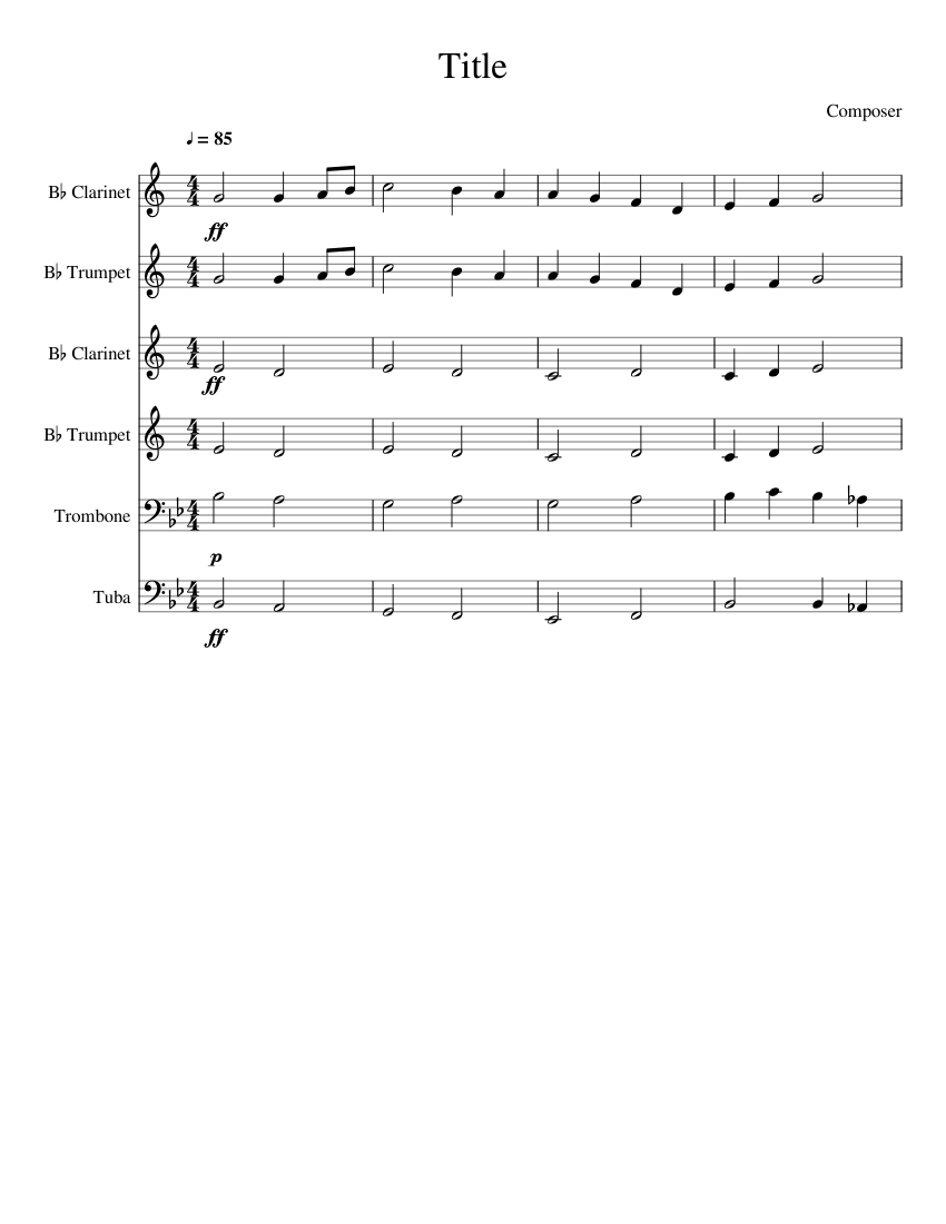 Chorale for fun Sheet music for Trombone Tuba Clarinet in b flat Trumpet in b flat Choral Musescore