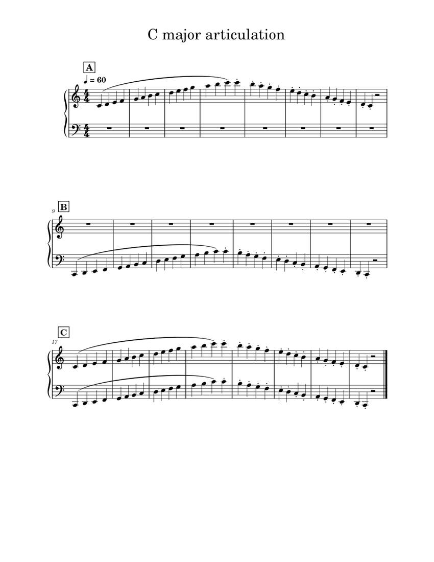 C major articulations Sheet music for Piano (Solo)