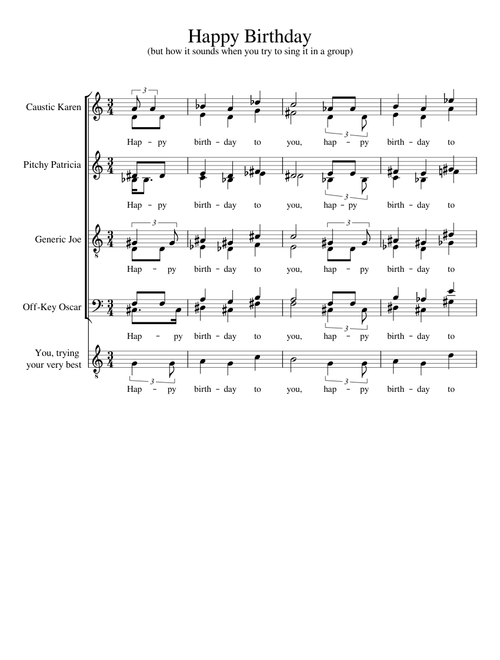 Happy Birthday, but how it sounds when you try to sing it in a group