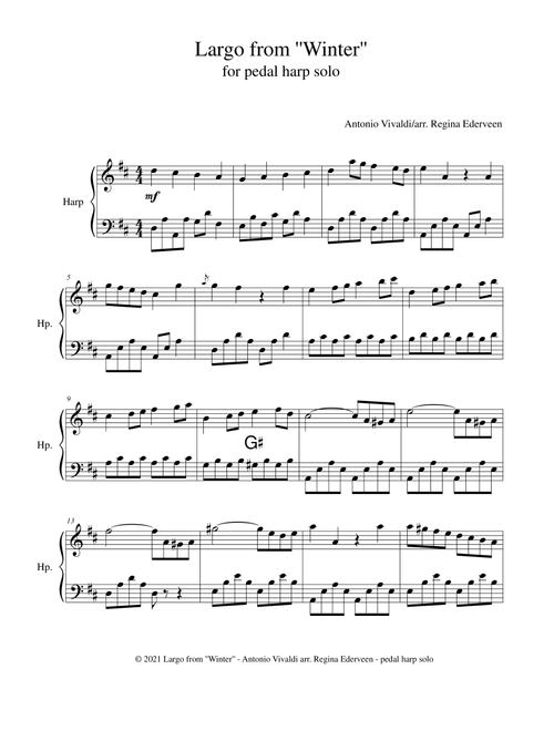 Largo from Winter (Vivaldi) - pedal harp solo (Arr. Regina Ederveen) - Antonio Vivaldi (Harp)
