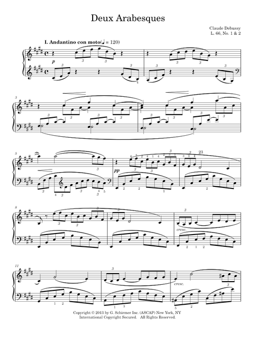 Deux Arabesques No. 1 - Claude Debussy (Piano Solo)