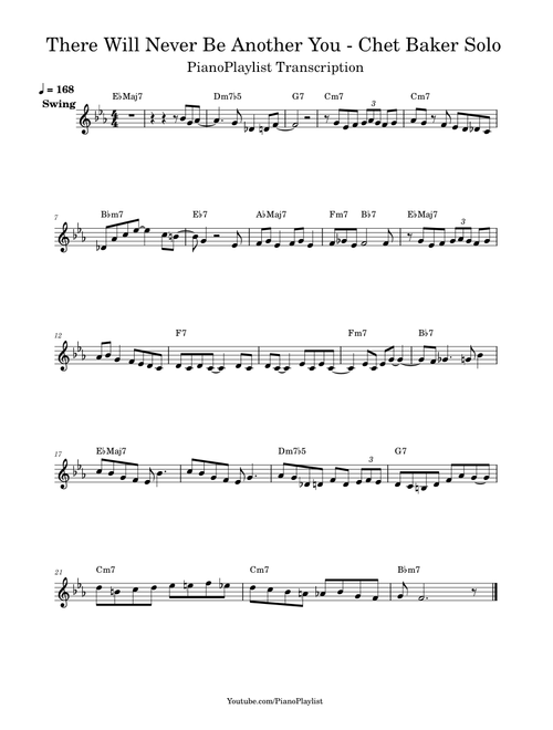 There Will Never Be Another You - Chet Baker Solo Transcription