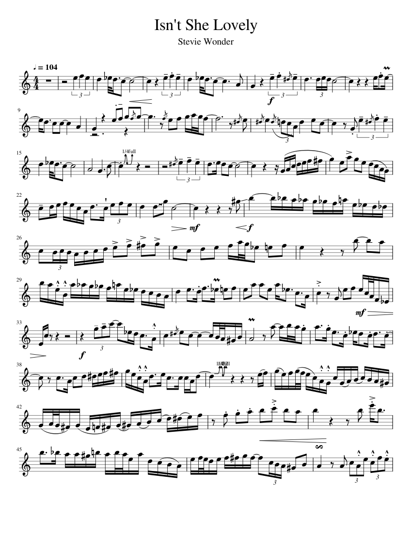Isn't_She_Lovely Sheet music for Saxophone alto (Solo)