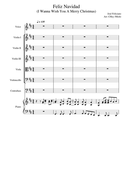 Feliz navidad – José Feliciano Feliz Navidad – José Feliciano arr. for strings and piano