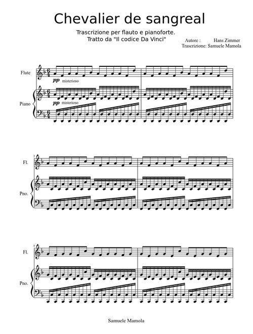 Chevalier de sangreal arrangement by Samuele Mamola