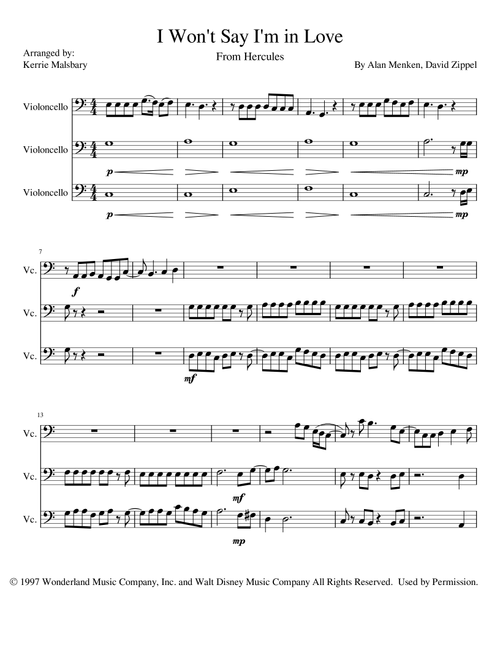 I Won't Say (I'm In Love) (Arr. Kerrie Malsbary) - David Zippel, Alan Menken (String Ensemble)