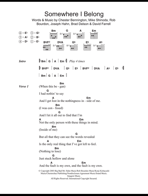 Somewhere I Belong - Linkin Park (Guitar Chords-Lyrics)