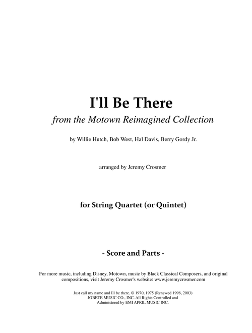 I'll Be There (Arr. Jeremy Crosmer) - The Jackson 5 (String Quartet)