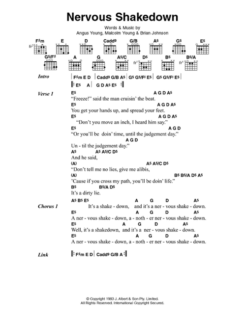Nervous Shakedown - AC/DC (Guitar Chords-Lyrics)