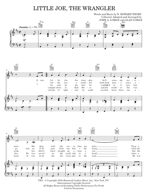 Little Joe, The Wrangler - Alan Lomax, Don Edwards (Piano-Vocal-Guitar)