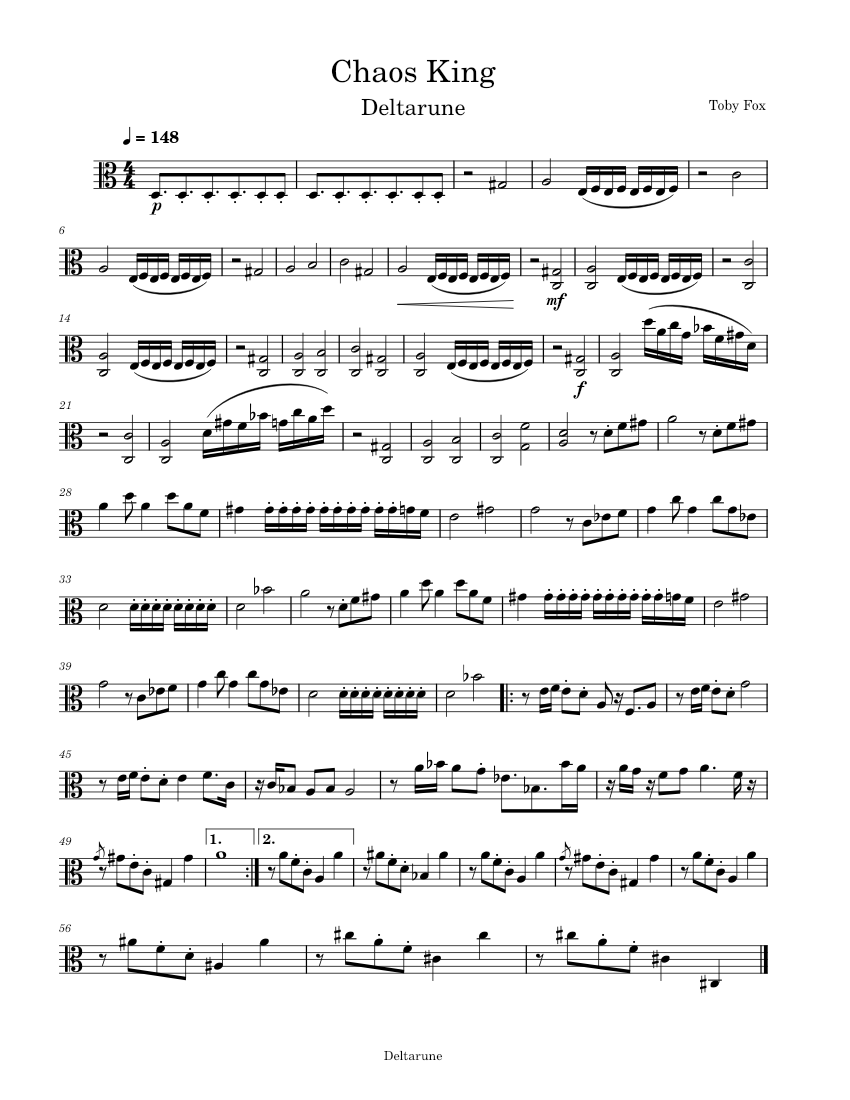 Chaos King (Deltarune) Sheet Music for Viola (Solo) | MuseScore.com