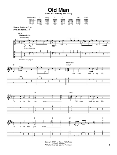 Old Man - Neil Young (Easy Guitar with TAB)
