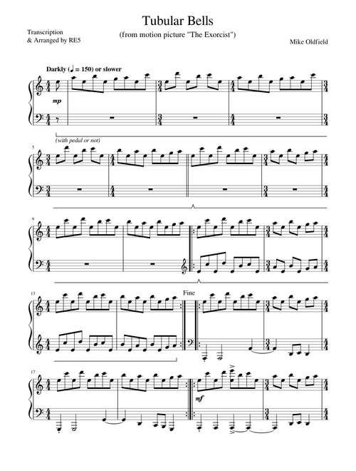 Tubular Bells - Mike Oldfield (Original arrangement)