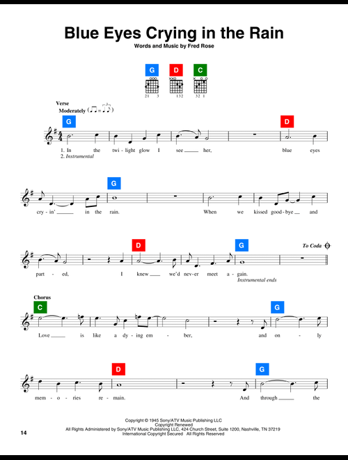 Blue Eyes Crying In The Rain - Willie Nelson, Elvis Presley (ChordBuddy)
