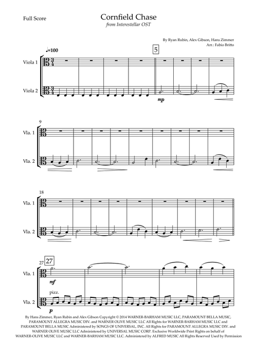 Cornfield Chase (Arr. Fabio Britto) - Hans Zimmer, Alex Gibson, Ryan Rubin (Viola Duet)