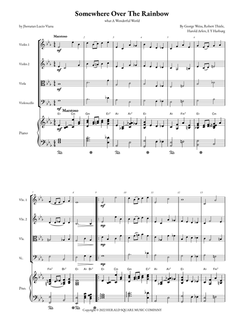 Somewhere Over The Rainbow/what A Wonderful World (Arr. Jhonatan Lucio Viana) - E Y Harburg, George Weiss, Harold Arlen (String Quartet)