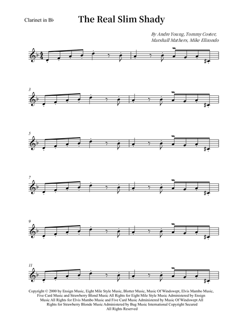 The Real Slim Shady (Arr. Wesley S. SIlva) - Eminem (Clarinet Solo)
