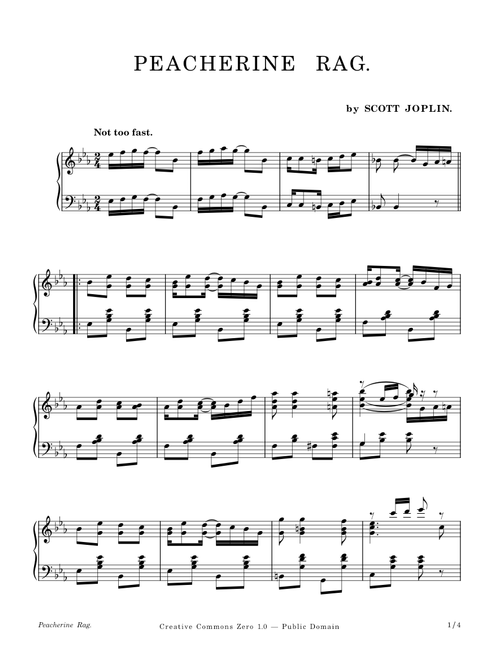 Peacherine Rag – Scott Joplin – 1901