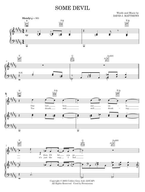 Some devil - Dave Matthews Band (Piano-Vocal-Guitar)