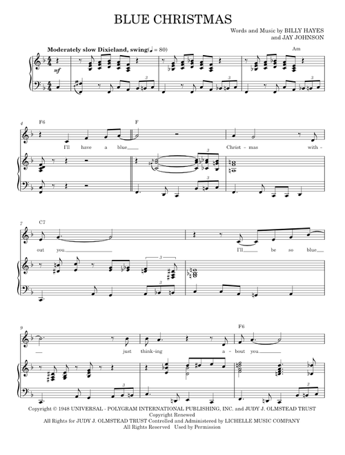 Blue Christmas - Elvis Presley, Michael Bublé (Piano Vocal)