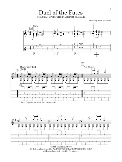 Duel Of The Fates (from Star Wars: The Phantom Menace) - John Williams (Solo Guitar)