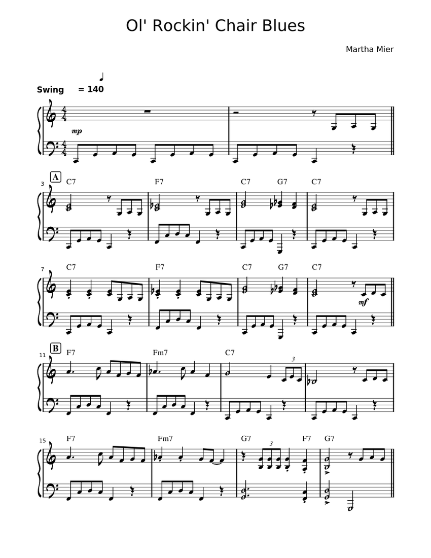 Ol' Rockin' Chair Blues Sheet music for Piano (Solo)