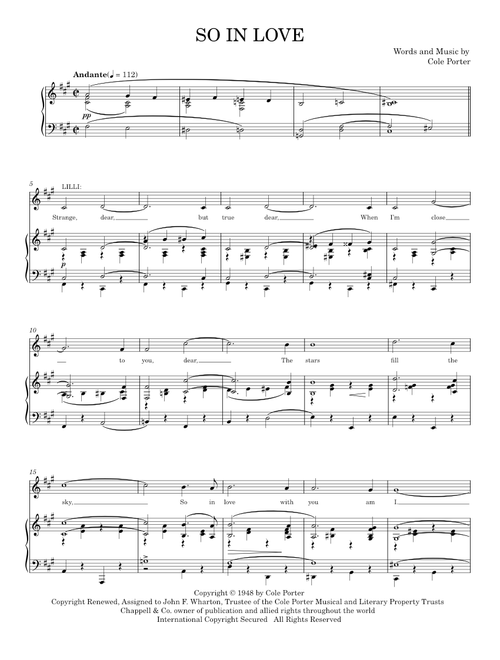So In Love (from Kiss Me, Kate) - Cole Porter, Kiss Me, Kate Musical (Piano Vocal)