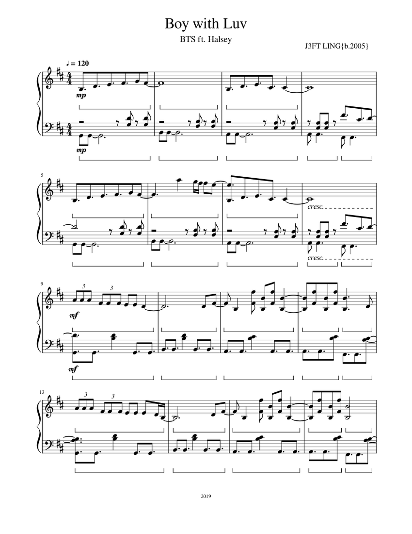 防弾少年団(BTS) - BTS PIANO SHEET MUSIC  楽譜 Run BTS - BTS Sheet Music for Piano (Solo) | MuseScore.com