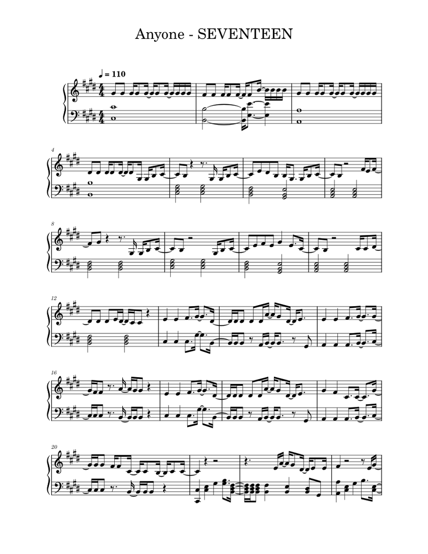Anyone - SEVENTEEN Sheet Music for Piano (Solo) Easy