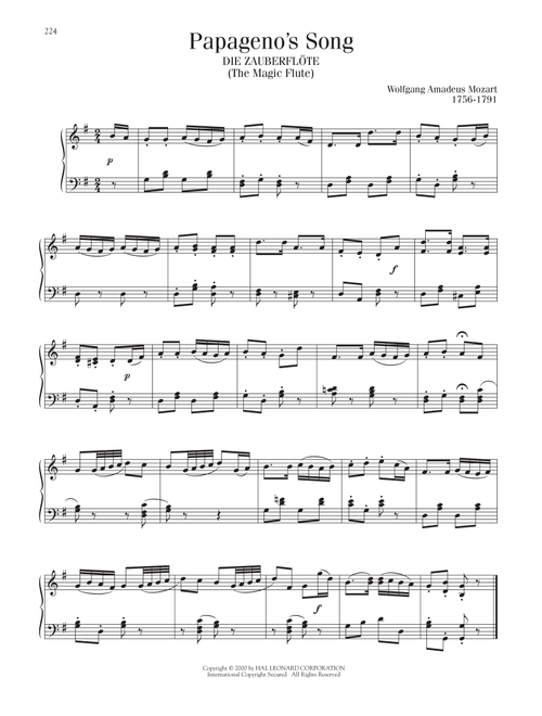 Ein Madchen Oder Weibchen (Papageno's Song) - Wolfgang Amadeus Mozart (Piano Solo)