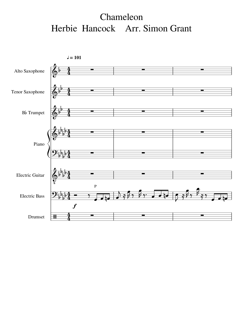 Chameleon (Herbie Hancock) Sheet Music for Piano, Saxophone alto