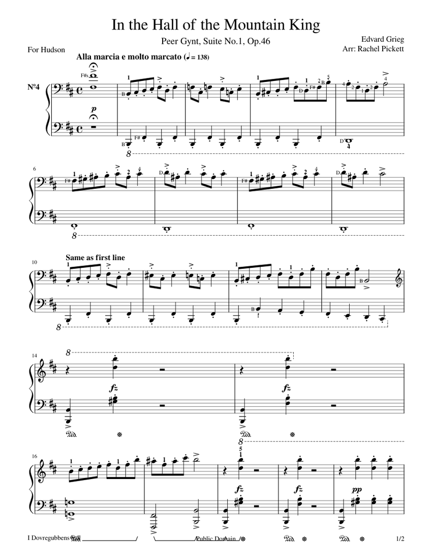 In_the_Hall_of_the_Mountain_King_Shortened Sheet music for Piano (Solo