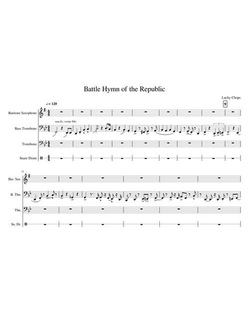Battle Hymn of The Republic by Lucky Chops for Eb Sax, Bass Trombone, and Trombone