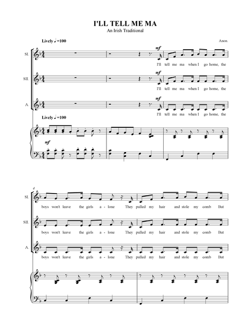 I'll Tell Me Ma (Arr. SCMusic) - Irish Traditional (Choral, SSA)