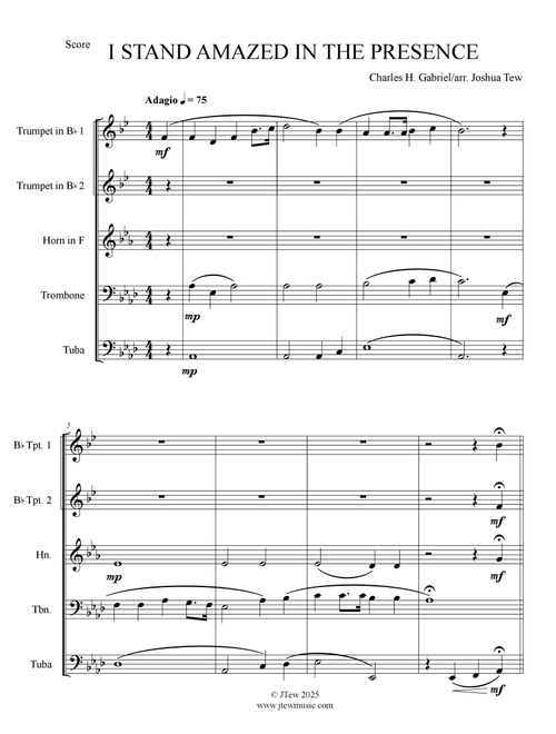 I Stand Amazed in the Presence (Arr. Joshua Tew) - Charles H Gabriel (Brass Ensemble)