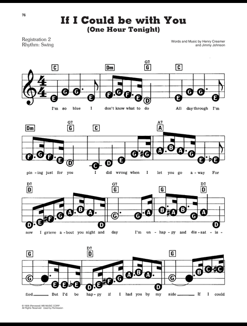 If I Could Be With You (One Hour Tonight) - Jimmy Johnson, Henry Creamer (E-Z Play Today)