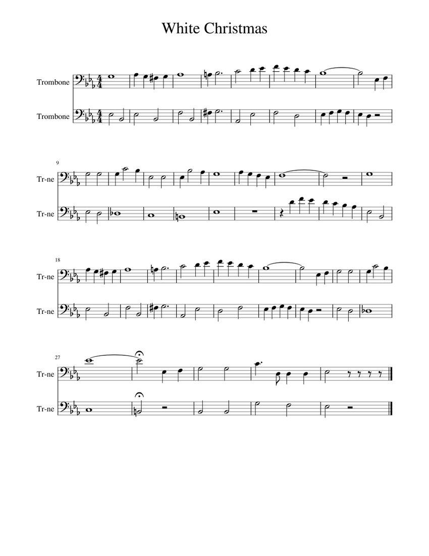 White christmas for 2 trombones Sheet music for Trombone (Brass Duet