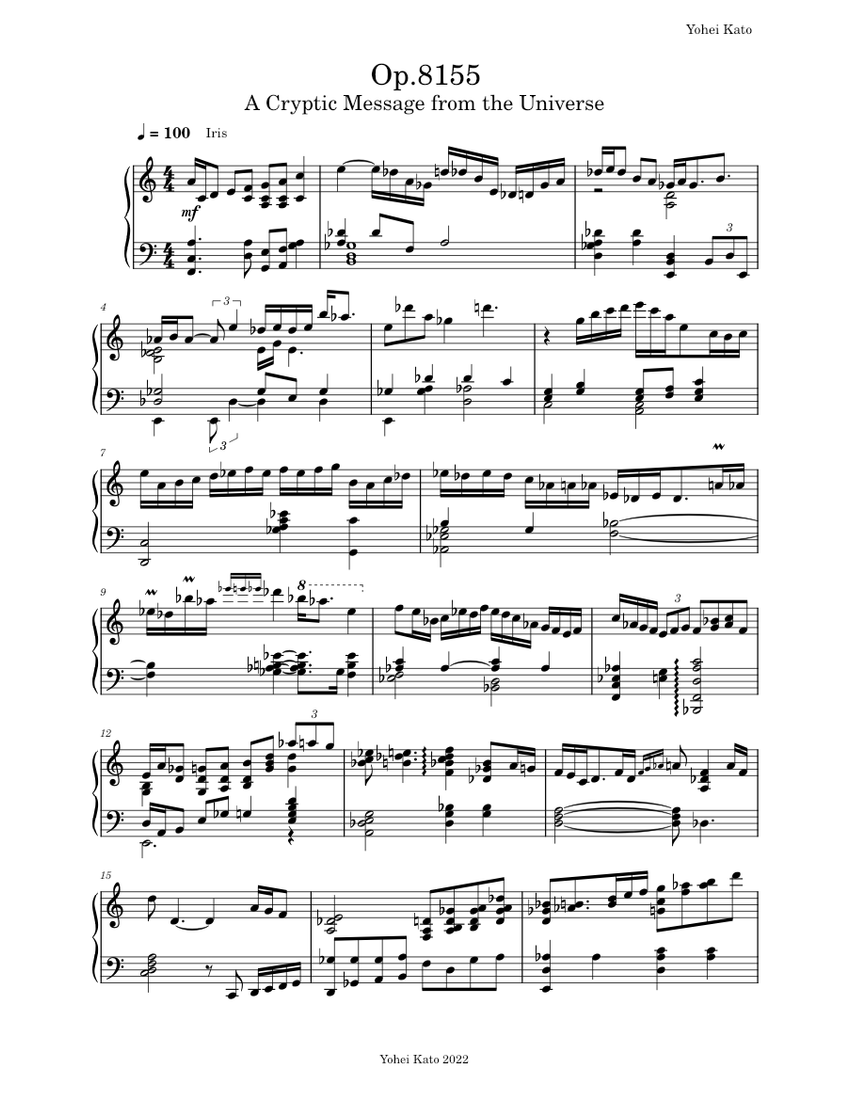 Op.8155 A Cryptic Message from the Universe Sheet music for Piano (Solo ...