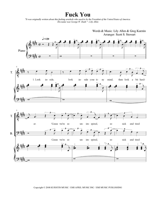 Fuck You (Arr. Scott S. Stewart) - Greg Kurstin, Lily Allen, Gregory Allen Kurstin (Choral, SATB)