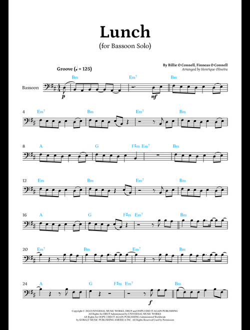 Lunch (Arr. Henrique Oliveira) - Billie Eilish (Bassoon Solo)