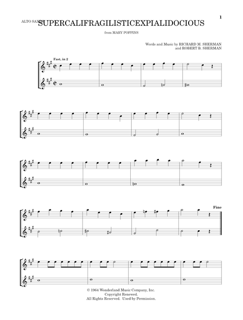 Supercalifragilisticexpialidocious (from Mary Poppins) (arr. Mark Phillips) - Julie Andrews (Alto Saxophone Duet)