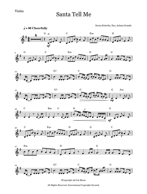 Santa Tell Me (Arr. Music Ad Lib) - Ariana Grande (Violin Solo)