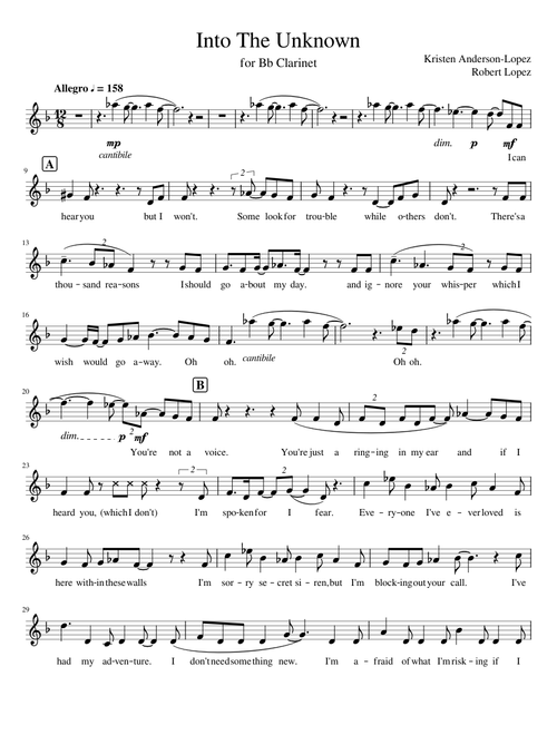 Into The Unknown for Bb Clarinet