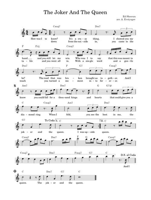 The Joker and The Queen — easy piano — complete beginners