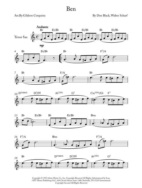 Ben (Arr. Gildson Cerqueira) - Michael Jackson (Tenor Sax Solo)