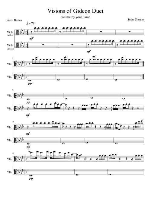 Visions of gideon – Sufjan Stevens viola duet